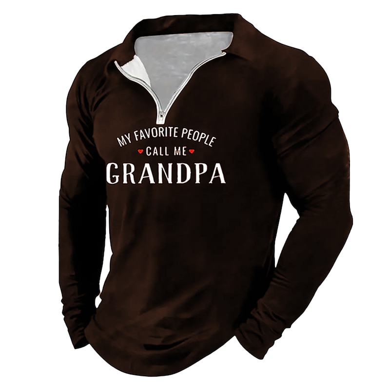 Grandpa Men's Long Sleeve Quarter-Zip Shirt - 'My Favorite People Call Me Grandpa' Family Gift2