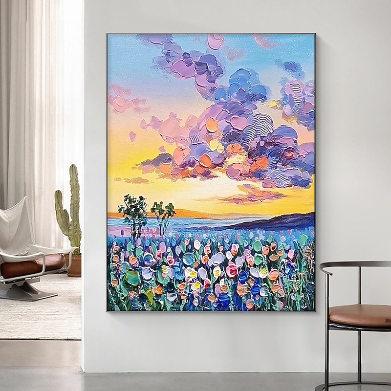 Hand Painted Wall Art landscape painting handmade knife flower oil painting nature home decoration abstract nature painting for living room decoration art painting ready to hang or canvas3