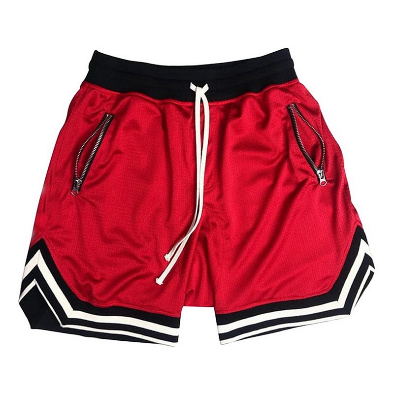 Men's Basketball Shorts Gym Shorts Sport Basketball Running Casual Drawstring Elastic Waist Color Block Knee Length Gymnatics Activewear Black White Micro-elastic4