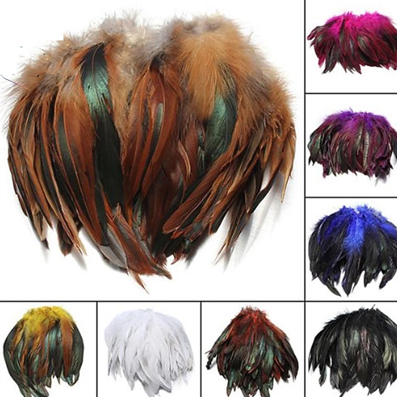 100 Pcs Dyed Purple Swimming Feather Cock Tail Hair DIY Popular Feather Jewelry Red Swimming Jewelry Accessories Male