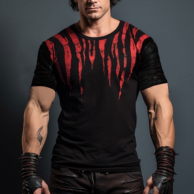 Men's Graphic Color Block Gothic Horror T Shirt Short Sleeve T shirt 3D Print Crew Neck Shirt Daily Designer Retro Vintage Sports Outdoor Holiday Going out Blue Red Purple Spring & Summer Clothing