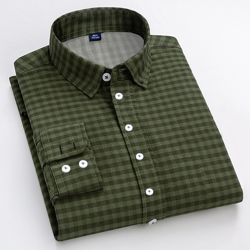 Men's Dress Shirt Plaid Shirt Collared Shirt Plaid / Check Wedding Vacation Yellow Red Blue Green Long Sleeve Turndown Spring &  Fall Clothing Apparel Button-Down3