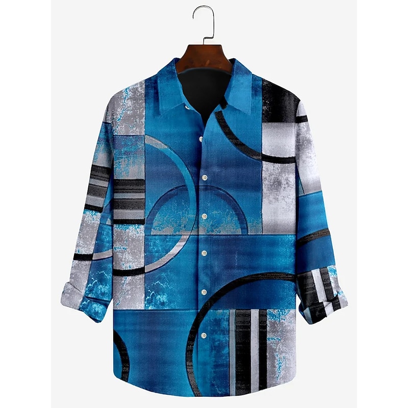 Men's Floral Shirt Button Up Shirt Long Sleeve Vintage Abstract Daily Wear Going out Weekend Fall & Winter Turndown Print Button-Down Black Blue Green2