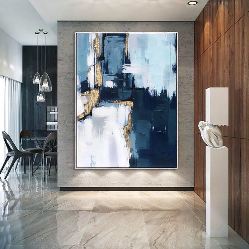 Large Handmade Oil Painting Canvas Wall Art Decoration Minimalist Blue Abstract for Home Decor Rolled Frameless Unstretched Painting3