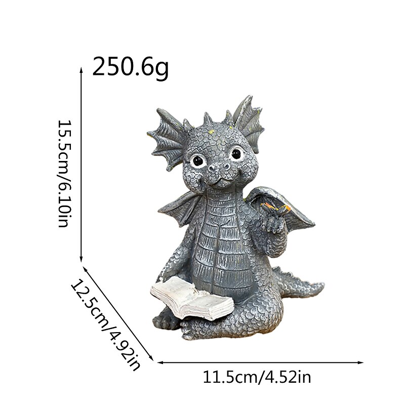 Baby Dragon Reading Book Statue Dragon Sculpture Garden Statue Sculptures for Outdoor Garden Backyard Porch Decoration4