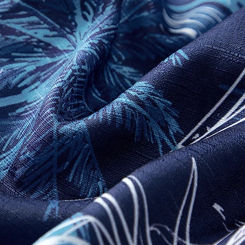 Men's Graphic Palm Tree Palm Leaf Summer Hawaiian Shirt Aloha Shirt Short Sleeve Shirt Turndown Hawaiian Outdoor clothing Daily Wear Weekend Blue Gray S M L3