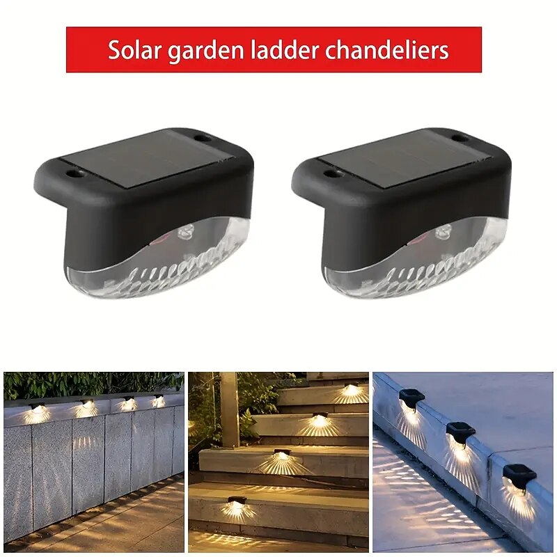 4pcs Solar Outdoor Deck Lights Waterproof Courtyard Garden Scenic Villa Park Light Balcony Stairs Wall And Railings Decorated With Solar Night Lights4