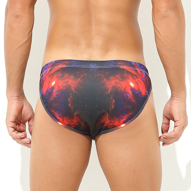 Men's Swim Briefs Daily Beach Breathable Quick Dry Drawstring Elastic Waist Color Block Short Sport Casual Activewear Wine Red Pink Micro-elastic3