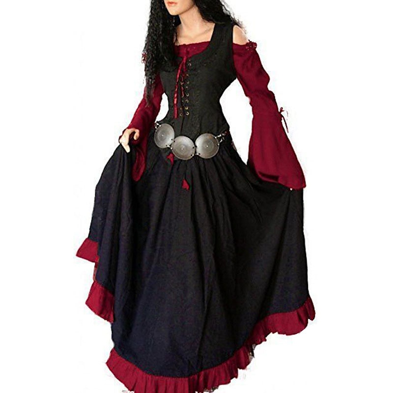 Medieval Renaissance Cocktail Dress Cosplay Costume Prom Dresses Viking Outlander Plus Size Fancy Dress Women's Celtic Halloween Carnival Masquerade Party LARP Ren Faire Adults' Dress4