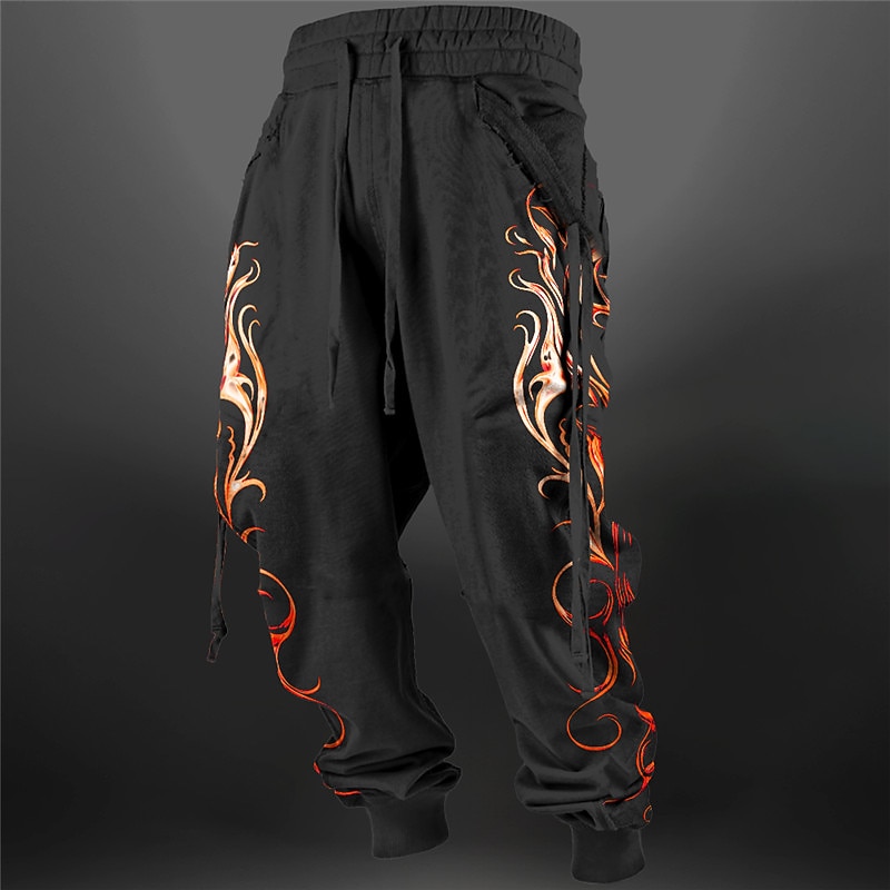 Flame Abstract Men's 3D Print Sweatpants Joggers Pants Trousers Outdoor Street Casual Daily Polyester Yellow Blue Purple S M L Mid Waist Elasticity Pants2