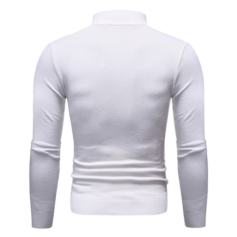 Men's Pullover Sweater Jumper Knit Sweater Ribbed Knit Regular Knitted Plain Mock Neck Basic Keep Warm Daily Wear Going out Clothing Apparel Fall Winter Wine Black M L XL3