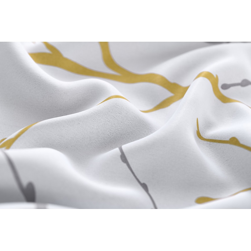 Blackout Curtain Drapes Leaf Printed,1 Panel Grommet Thermal Insulated Room Darkening Curtains for Bedroom and Living Room3