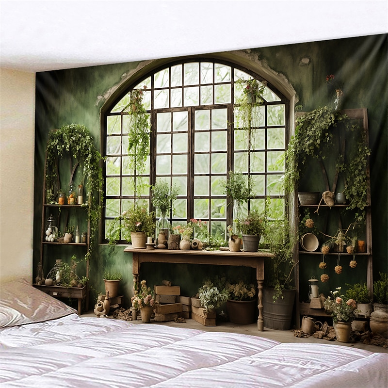Plant Cottage Hanging Tapestry Wall Art Large Tapestry Mural Decor Photograph Backdrop Blanket Curtain Home Bedroom Living Room Decoration2