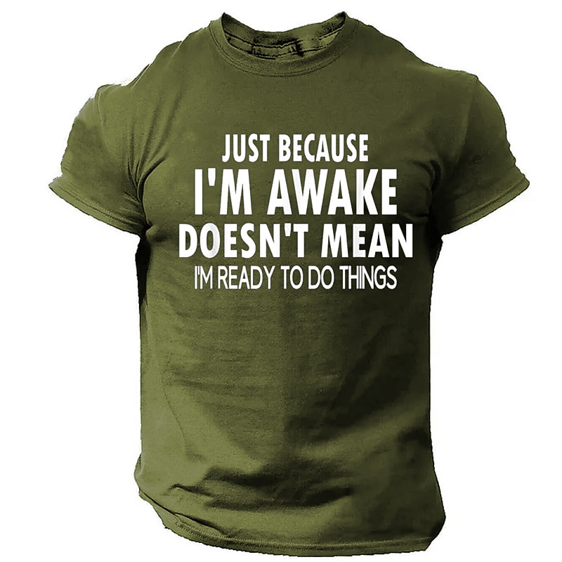 Men's Letter T Shirt Tee Top Cotton Short Sleeve Graphic Shirt Black Army Green Dark Blue Comfortable Tee Sports Outdoor Holiday Fashion Designer Clothing