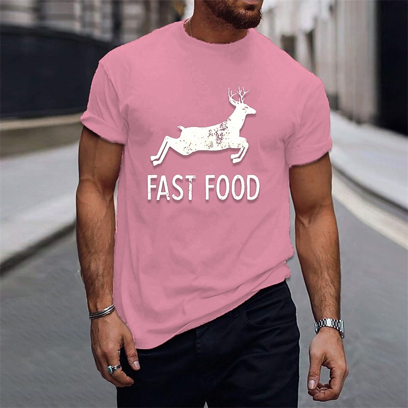 Men's Fast Food T Shirt Tee Top Cotton Short Sleeve Graphic Shirt Heather Gray Beige Light Blue Comfortable Tee Sports Outdoor Holiday Fashion Designer Clothing2