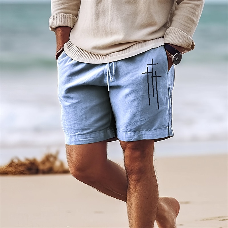 Men's Cross Shorts Summer Shorts Beach Shorts Mid Waist Hawaiian Casual Outdoor Holiday Going out Drawstring Elastic Waist Print Designer Clothing Apparel2