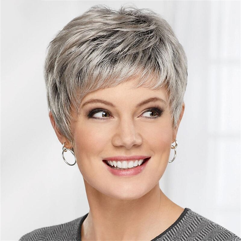 Synthetic Wig Curly With Bangs Machine Made Wig Short A1 A2 A3 A4 A5 Synthetic Hair Women's Soft Fashion Easy to Carry Blonde Brown Silver4