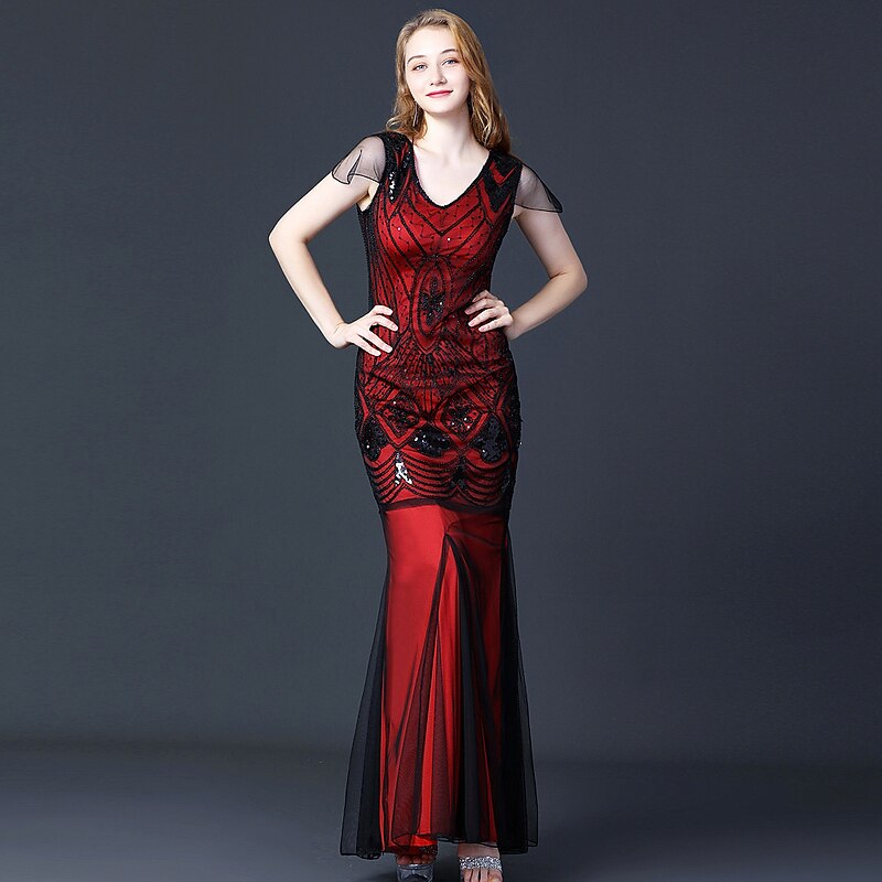 Retro Vintage Roaring 20s 1920s Flapper Dress Dress Masquerade The Great Gatsby Wedding Guest Sequins Fancy Dress Women's Masquerade Wedding Wedding Guest Party / Evening Adults' Dress Homecoming3