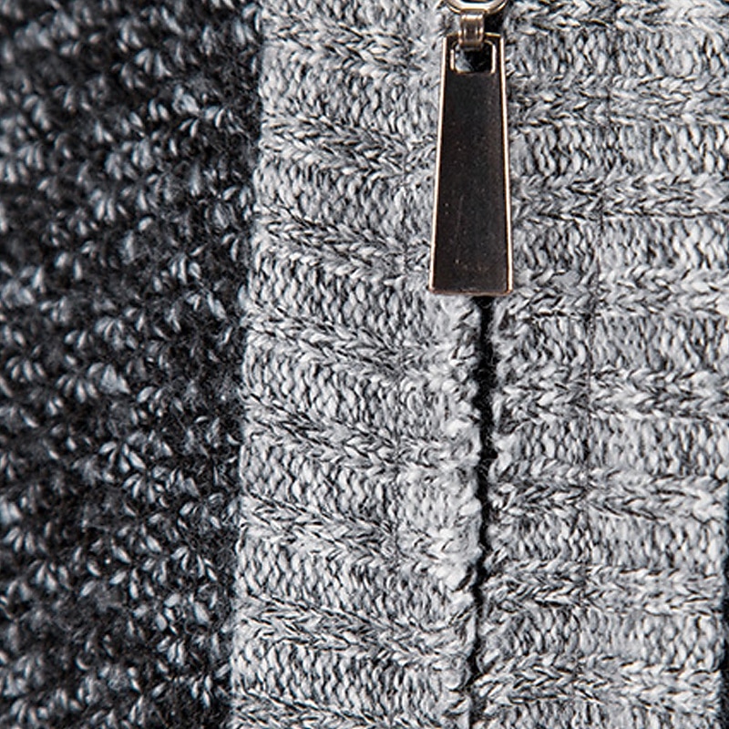 Men's Cardigan Sweater Zip Sweater Chunky Cardigan Ribbed Knit Cropped Side Pockets Color Block Stand Collar Warm Ups Modern Contemporary Casual Daily Wear Clothing Apparel Fall Winter Dark Navy Blue4