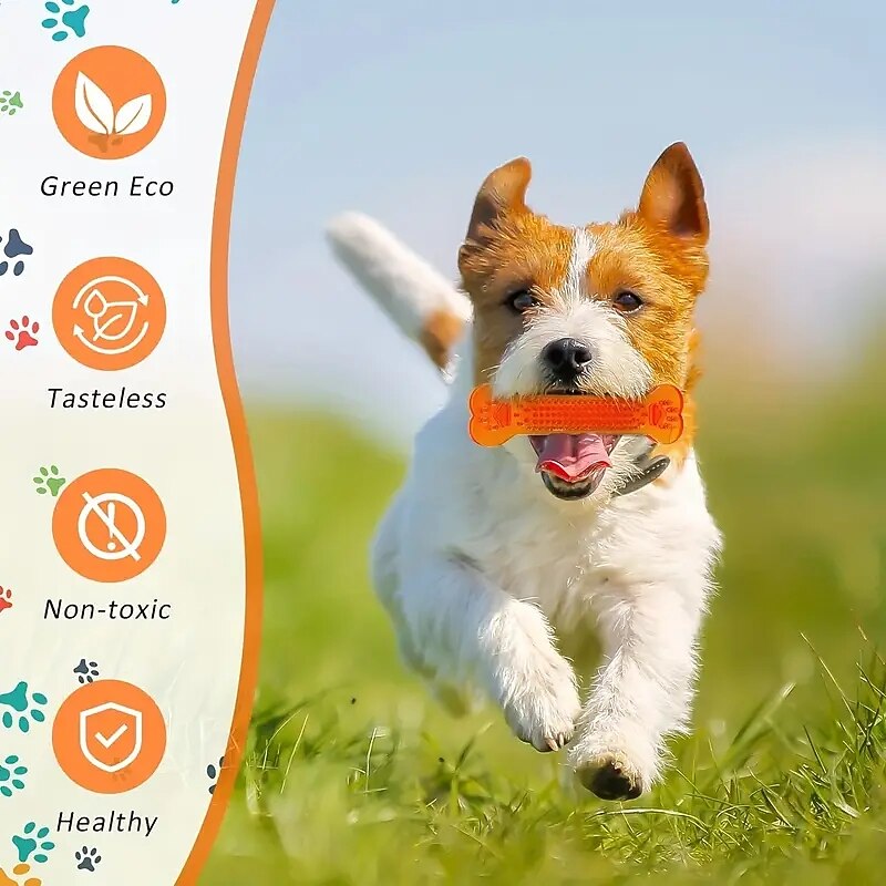 Orange Gentle Puppy Teething Dental Chew Toy Bone Puppy Teething Chew Toys Treat Dispensing Dog Toy Dog Chew Bone Interactive Training Toys For Small Puppies Teeth Cleaning Birthday Gift3