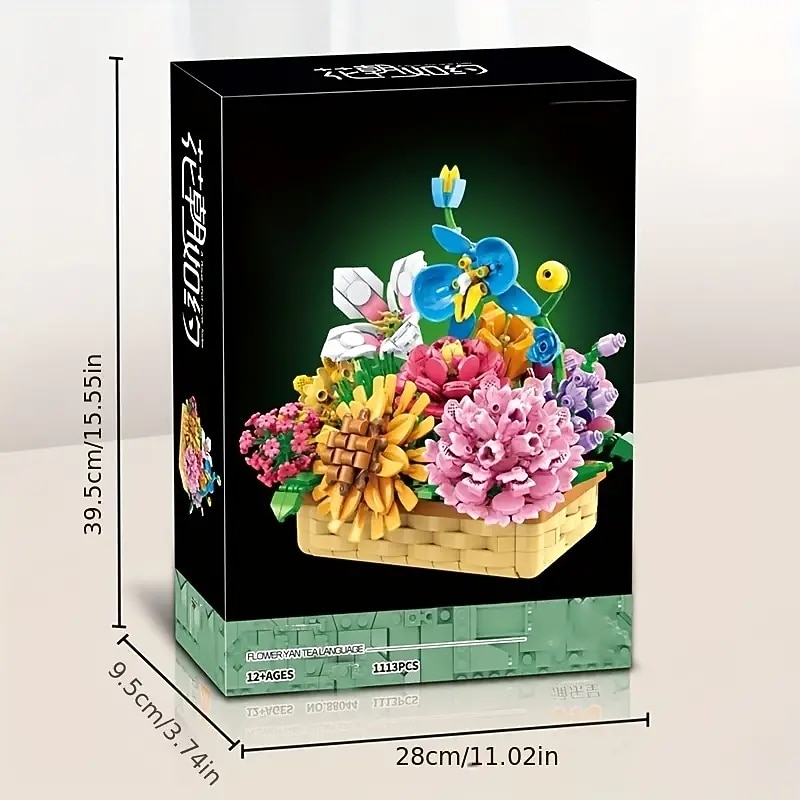 Women's Day Gifts 1113pcs Bouquet Succulent Potted Lily Flower Carnation Building Blocks Ornament Assembly Model Ornament Gift For Friends Family Day Valentine's Day  Mother's Day Gifts for MoM4