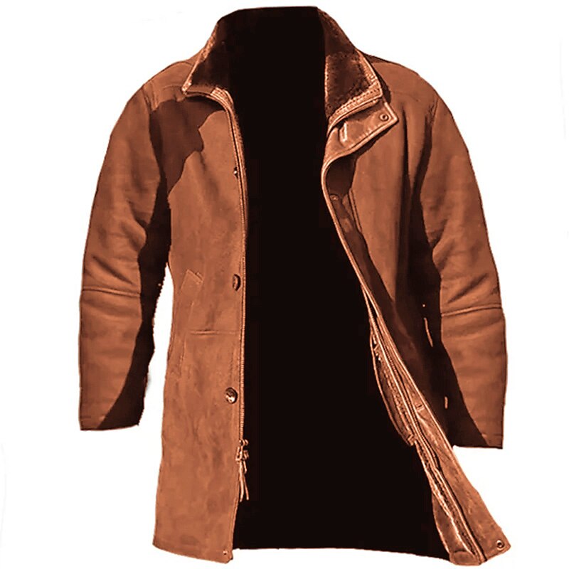 Men's Lightweight Jacket Suede Jacket Outdoor Vacation Windproof Fall Plain Fashion Streetwear Lapel Regular Black Dark Blue Jacket