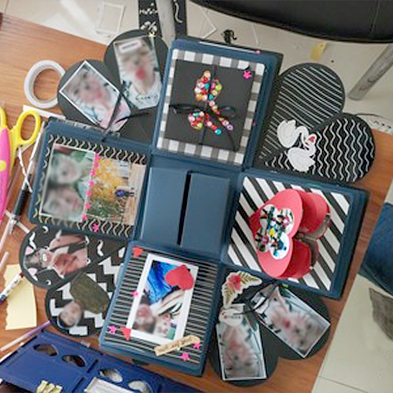 Quadrilateral Surprise Explosion Box DIY Handmade Creative Photo Album Couple Gift Day Valentine's Day3