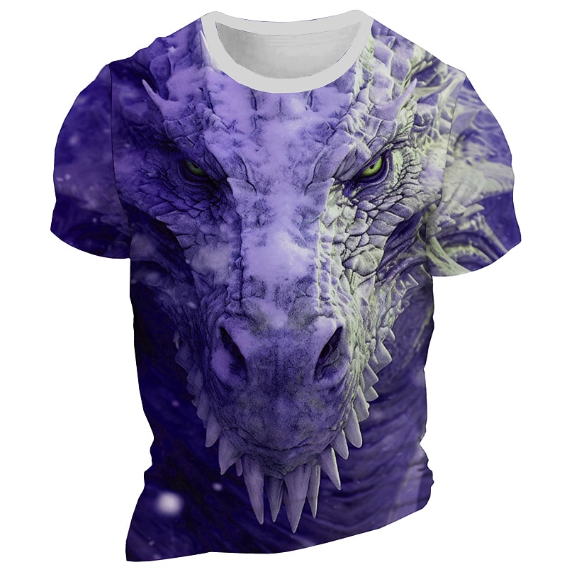 Men's Graphic Dragon T Shirt Short Sleeve T shirt 3D Print Crew Neck Shirt Daily Designer Retro Vintage Sports Outdoor Holiday Going out Yellow Red Blue Spring & Summer Clothing Apparel S M L XL 2XL