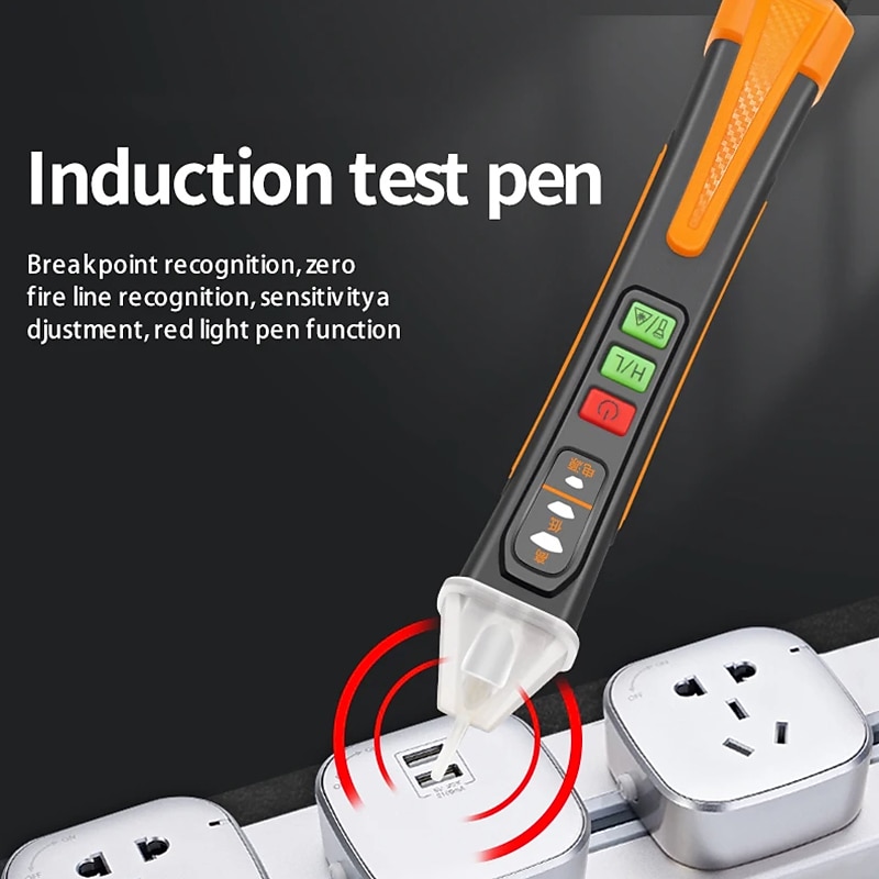 Non Contact Voltage Tester Pen Electrical Tools Electrical Tester AC 12-1000V/48V-1000V LED Flashlight Buzzer Alarm for Live/Null Wire Tester Judgment Wire Breakpoint Finder4