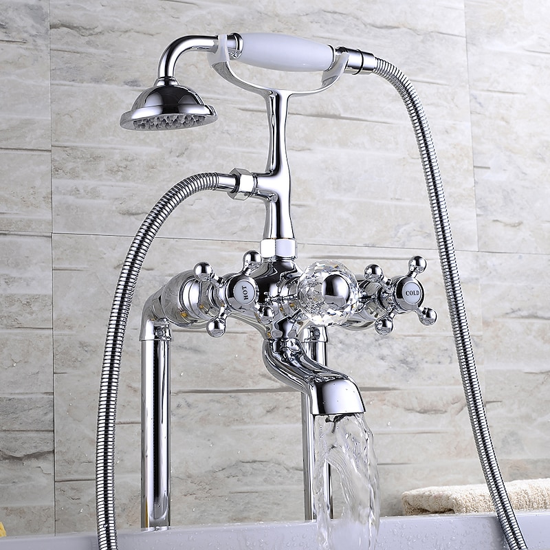 Bathtub Faucet - Modern Contemporary Electroplated Roman Tub Ceramic Valve Bath Shower Mixer Taps