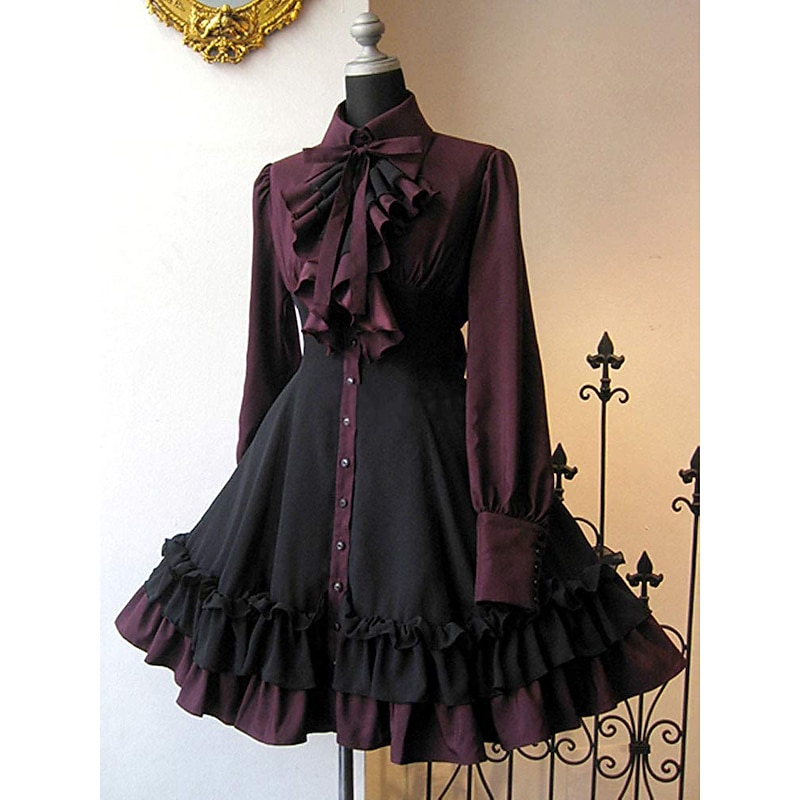 Retro Vintage Punk & Gothic Steampunk Dress A-Line Dress Cosplay Patchwork Fancy Dress Women's Fantasy Steampunk Performance Party Adults' Dress Spring Fall2