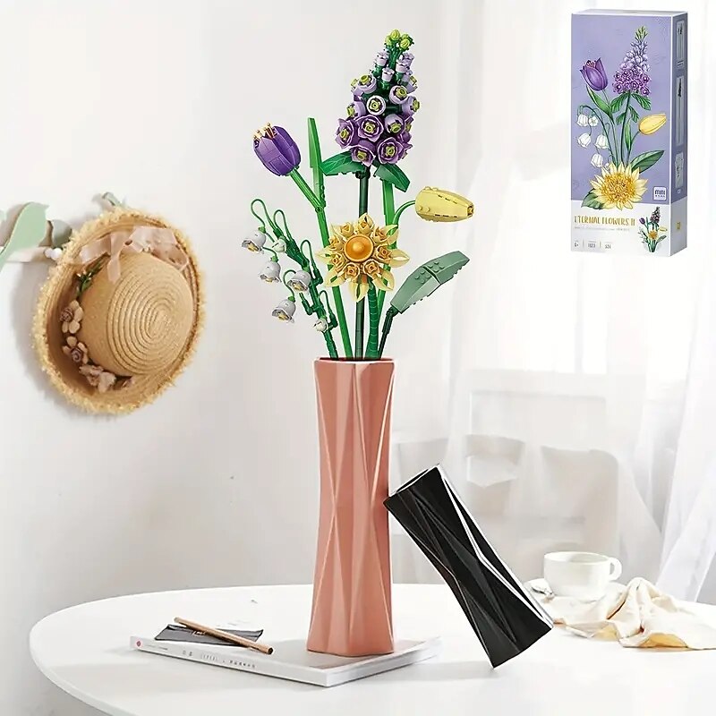 Women's Day Gifts Bouquet Set Mini Artificial Flower Building Blocks Rose Bouquet Pot Decoration Model Valentine's Day Gifts For Lovers And Girls Mother's Day Mother's Day Gifts for MoM4