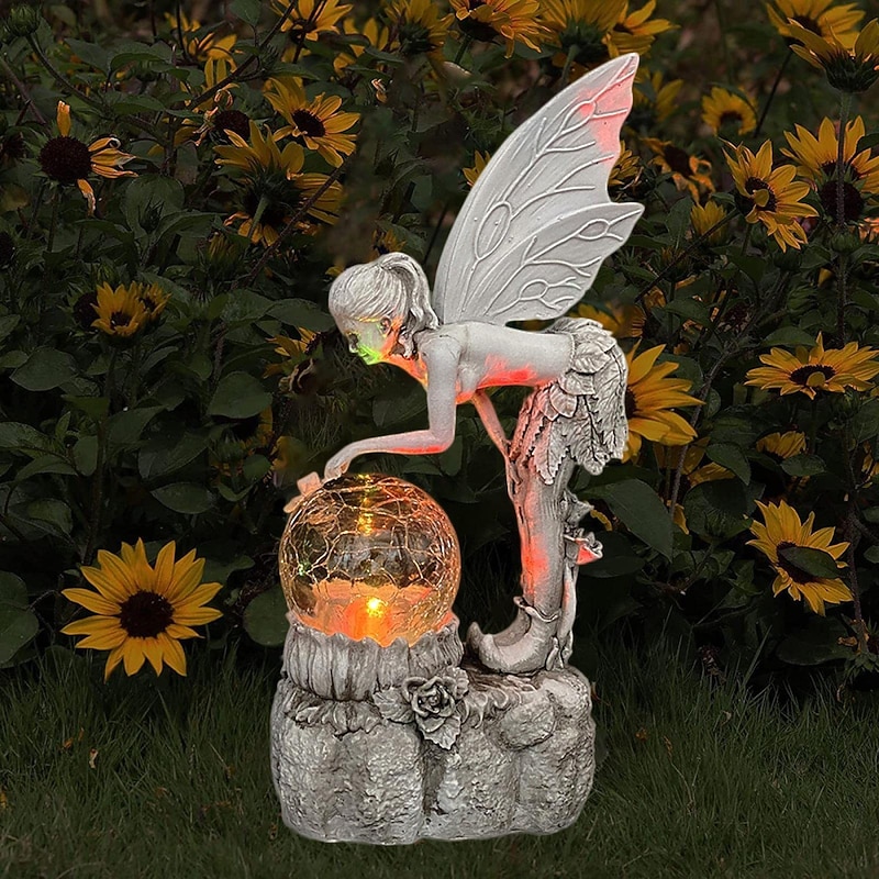 Flower Fairy Statue Illuminates Girl Decoration Outdoor Garden Courtyard Angel Fairy Solar Light2