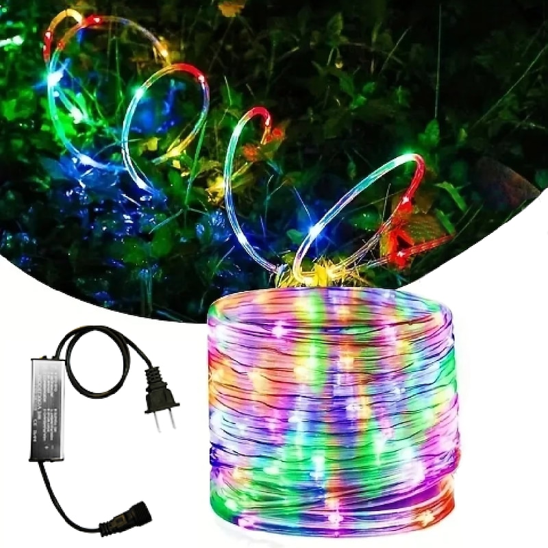 20M/30M/50M Sleeve Copper Wire String Lights, 8 Flash Modes, Outdoor Courtyard/Garden Christmas Decoration