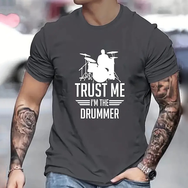 Men's Musical Instrument T Shirt Tee Top Cotton Short Sleeve Graphic Shirt Black White Red Comfortable Tee Sports Outdoor Holiday Fashion Designer Clothing3