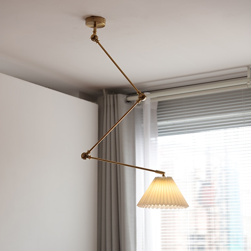 Industrial Pendant Light Fixture, Swing Arm Hanging Light, Adjustable Dome Ceiling Pendant Light for Dining Room Living Room in Gold4