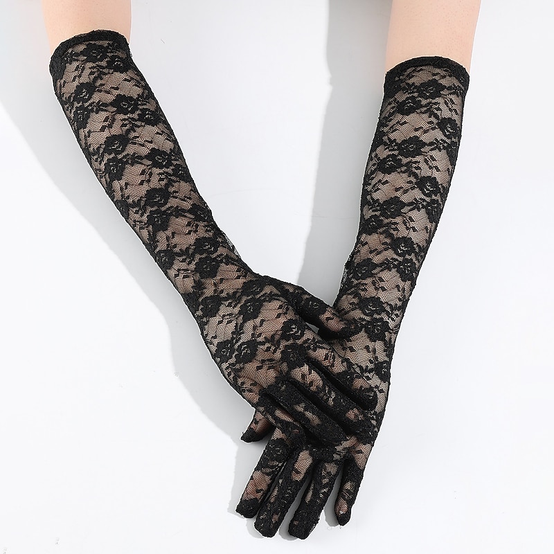 Opera Gloves Long Gloves Evening Gloves Long Gloves Retro Vintage Roaring 20s 1920s Lace For Flapper Girl Cosplay Carnival Women's Costume Jewelry Fashion Jewelry