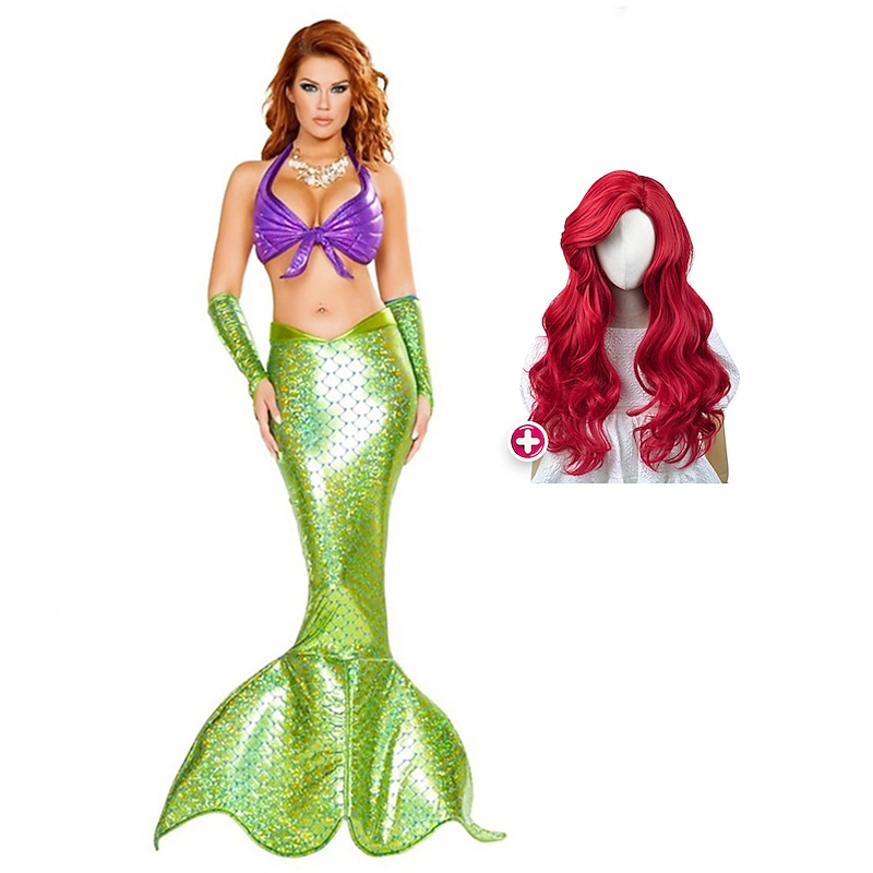 Mermaid Halloween Dress Cosplay Costume Outfits The Little Mermaid Mermaid and Trumpet Gown Slip Cosplay Costume Halloween Adults' Women's Halloween Masquerade Performance Halloween Masquerade Easy