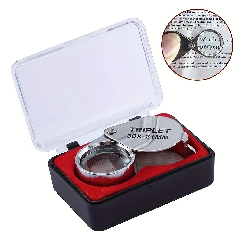 30x Jewelry Magnifying Glasses Pocket Folding Magnifier Mini Diamond Loupe Lens Triplet Eye Glass Tool Reading Magnifier
