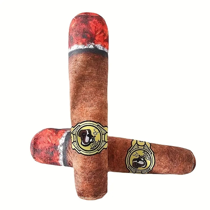 1pc Plush Cigar Squeaky Dog Toys Funny Cute Dog Gifts3