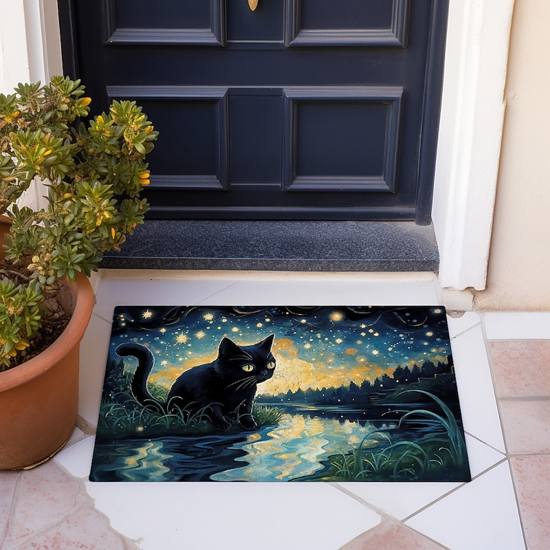 Painting Cat Doormat Floor Mats Washable Rugs Kitchen Mat Non-Slip Oil Proof Rug Indoor Outdoor Mat Bedroom Decor Bathroom Mat Entrance Rug4