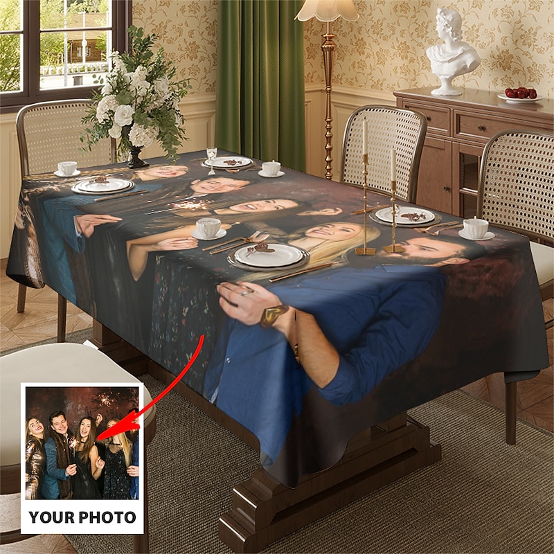 Custom Tablecloth Personalized Rectangular Table Cover For Indoor outdoor Decor tablecloth, Full Size Anti Fouling Dustproof And Oil Proof Tablecloth3