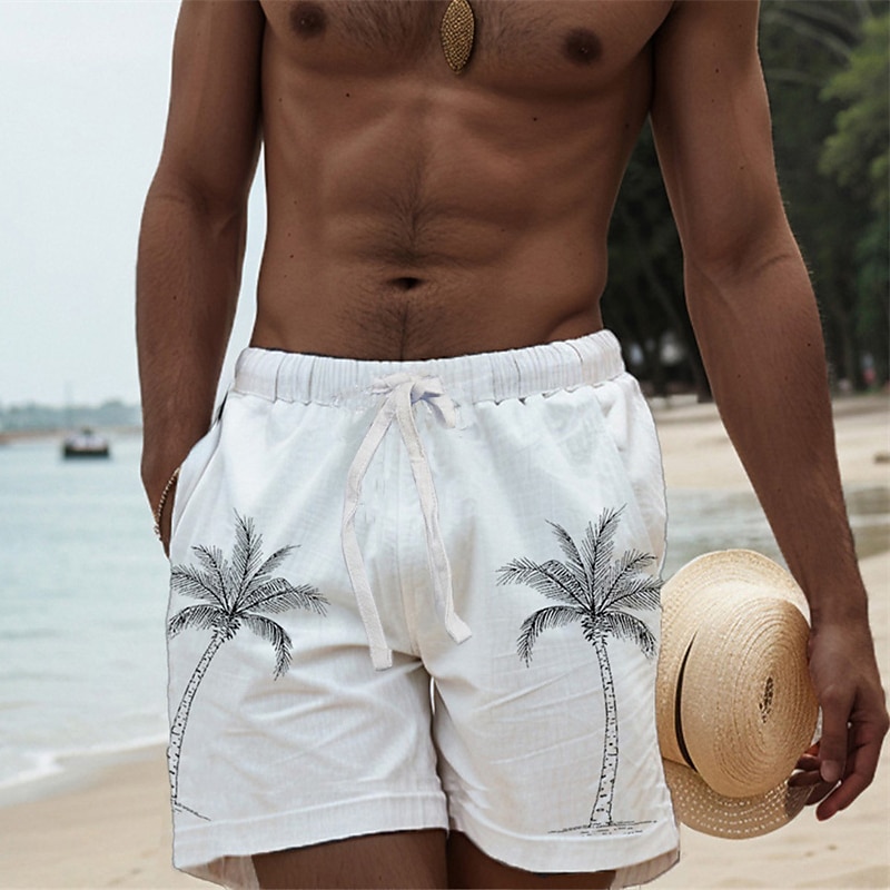 Men's Graphic Tree Shorts Summer Shorts Beach Shorts Mid Waist Streetwear Hawaiian Designer Casual Daily Holiday Drawstring Elastic Waist 3D Print Designer Clothing Apparel3