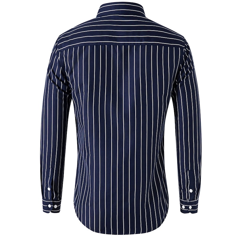 Men's Shirt Dress Shirt Button Down Shirt Black White Red Long Sleeve Stripes Lapel Spring &  Fall Office & Career Wedding Party Clothing Apparel3