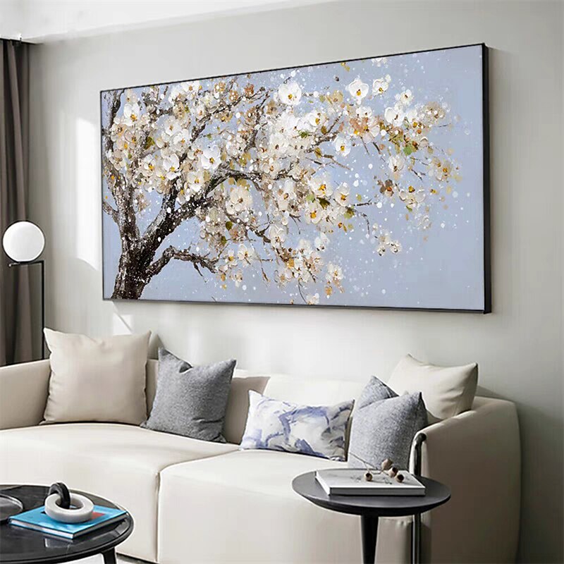 Mintura Handmade Abstract Tree Flower Oil Paintings On Canvas Wall Art Decoration Modern Picture For Home Decor Rolled Frameless Unstretched Painting3