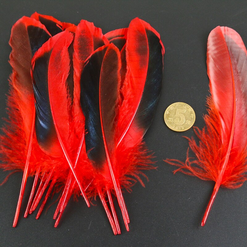 50 Pcs Red Duck Feather 4-6 Inch 10-15cm Bulk Natural Feather Crafts Carnival Party Clothing Hat Accessories Decorations4