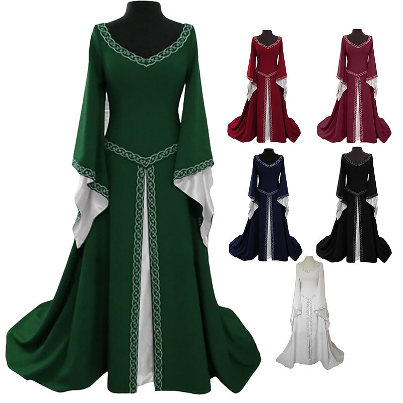 Medieval Renaissance Cocktail Dress Prom Dress Viking Outlander Elven Fancy Dress Women's Celtic Fantasy Royal Halloween Carnival Masquerade Party LARP Ren Faire Adults' Dress