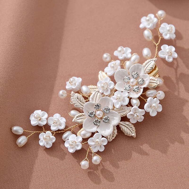 Headpiece Hair Clip Rhinestone Alloy Wedding Cocktail Elegant Luxury With Rhinestone Faux Pearl Headpiece Headwear4
