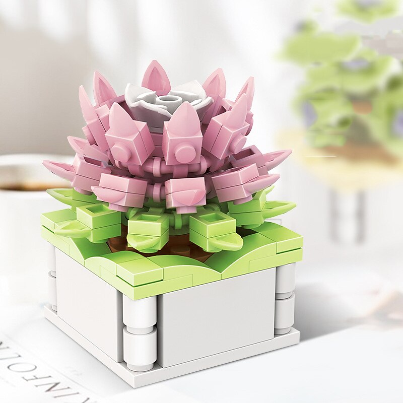 Women's Day Gifts Succulent Building Block Flower Ds1013-ds1017 Potted Plant Series Creative Diy Puzzle Toys Decorative Flower Ornaments Mother's Day Gifts for MoM4