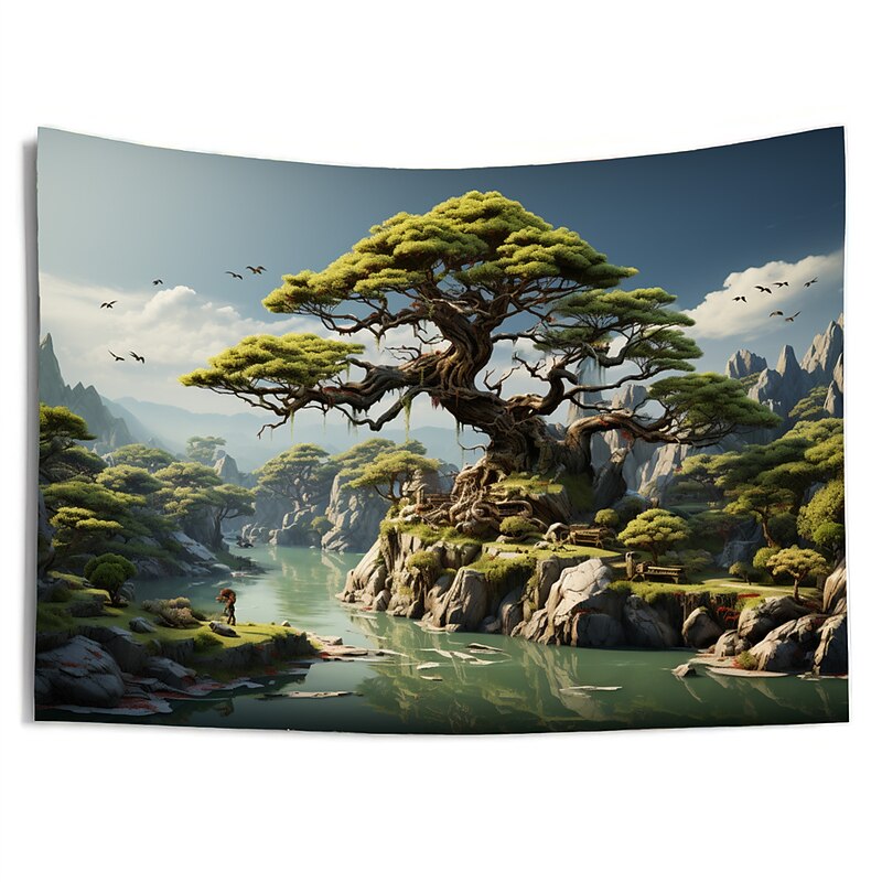 Magic Tree Houses Hanging Tapestry Wall Art Large Tapestry Mural Decor Photograph Backdrop Blanket Curtain Home Bedroom Living Room Decoration 14